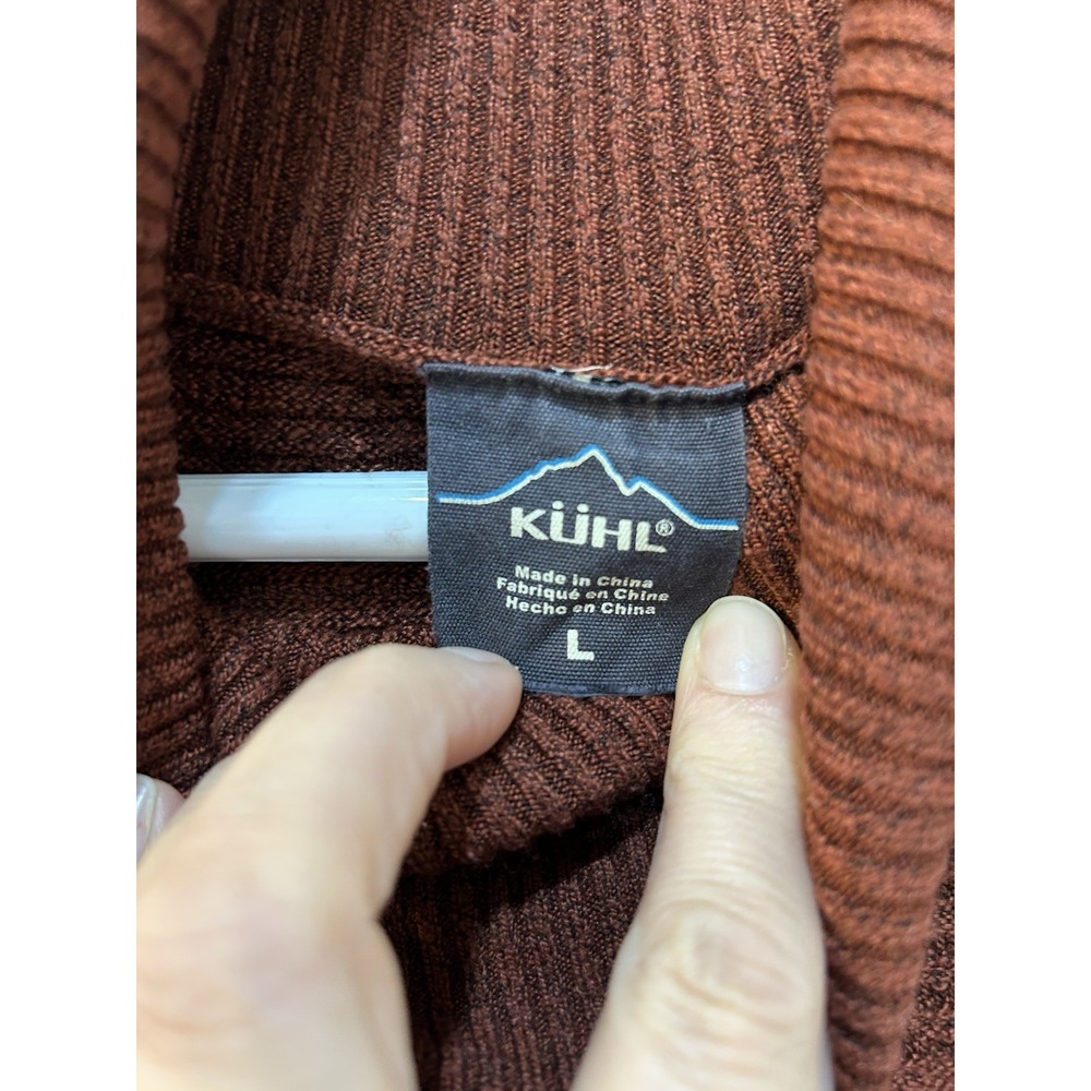 Kuhl Solace Snuggle Up Merino Blend Sweater Sz L Cowl Neck Burnt Orange Casual - Picture 3 of 10